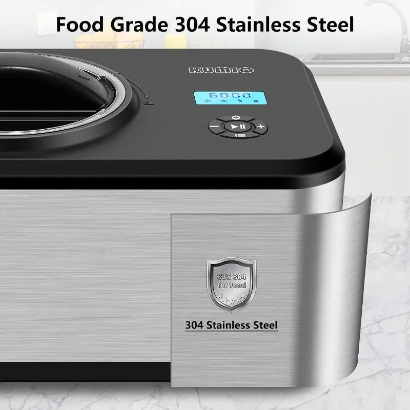 1.6-Quart Ice Cream Maker with Compressor 4 Modes Ice Cream Maker Machine with LCD Display Automatic Gelato & Yogurt Machine