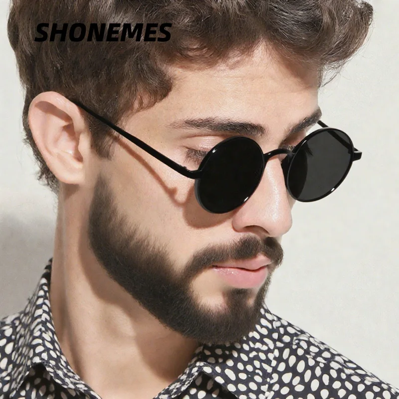 

SHONEMES Round Men Sunglasses Vintage Women Shades Metal Frame Outdoor UV400 Sun Glasses Red Black for Unisex
