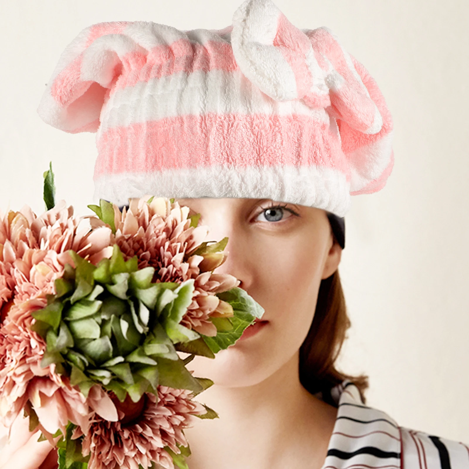 

2Pcs Absorbent Hair Drying Turban Cap Quick Dry Bow Knot Elastic Head Wrap for Hair Care Quick Drying Bath Cap