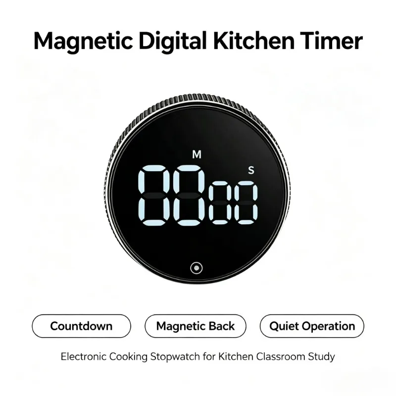Magnetic Digital Kitchen Timer Large LCD Screen Electronic Cooking Stopwatch Quiet Countdown Chronometer Timer Portable