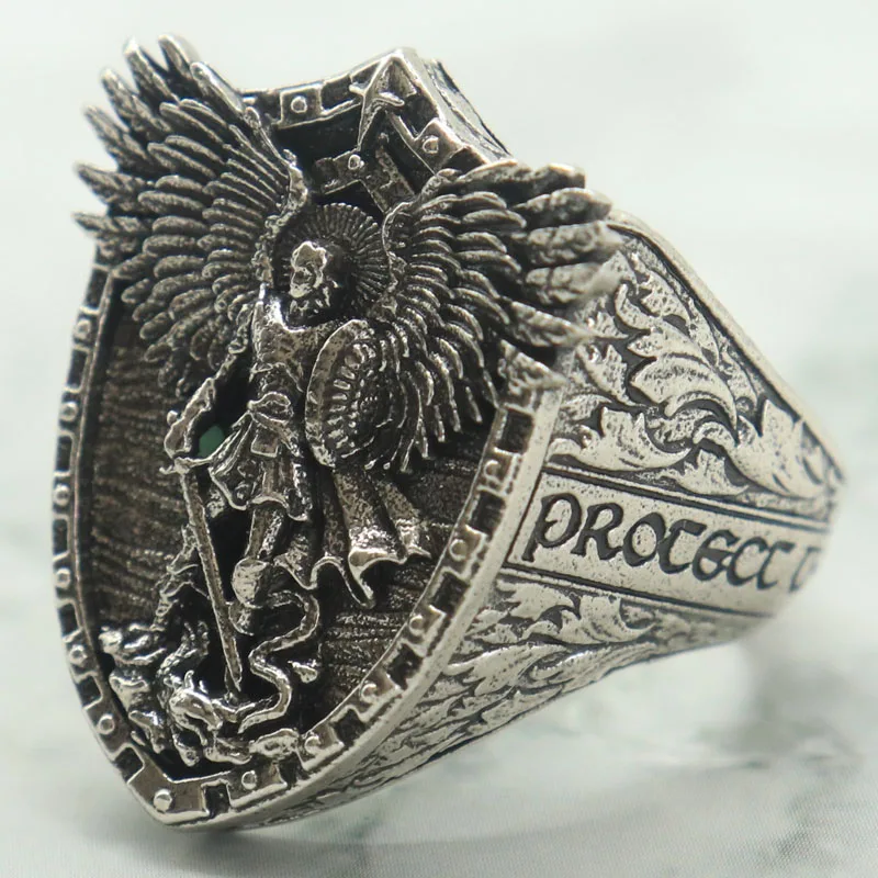 

Buy 4 Get 1 Free Stainless Steel Archangel Michael Mens Rings Concentrates the Archangel's full divine armament upon the finger