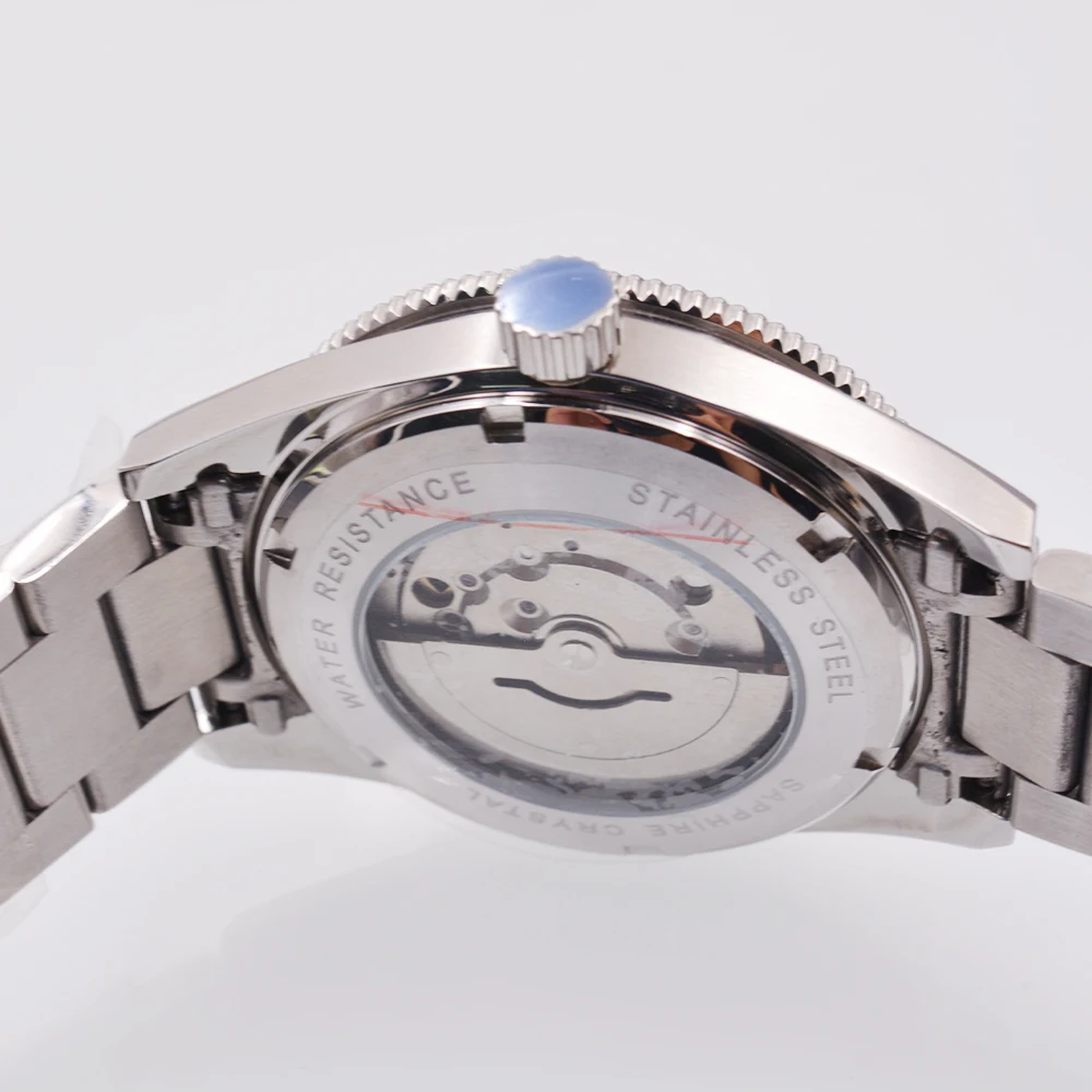 นาฬิกาคริสตัลแซฟไฟร์ 41 มม. NH35 นาฬิกาสปอร์ตกลไกอัตโนมัตินาฬิกาสร้อยข้อมือสแตนเลส