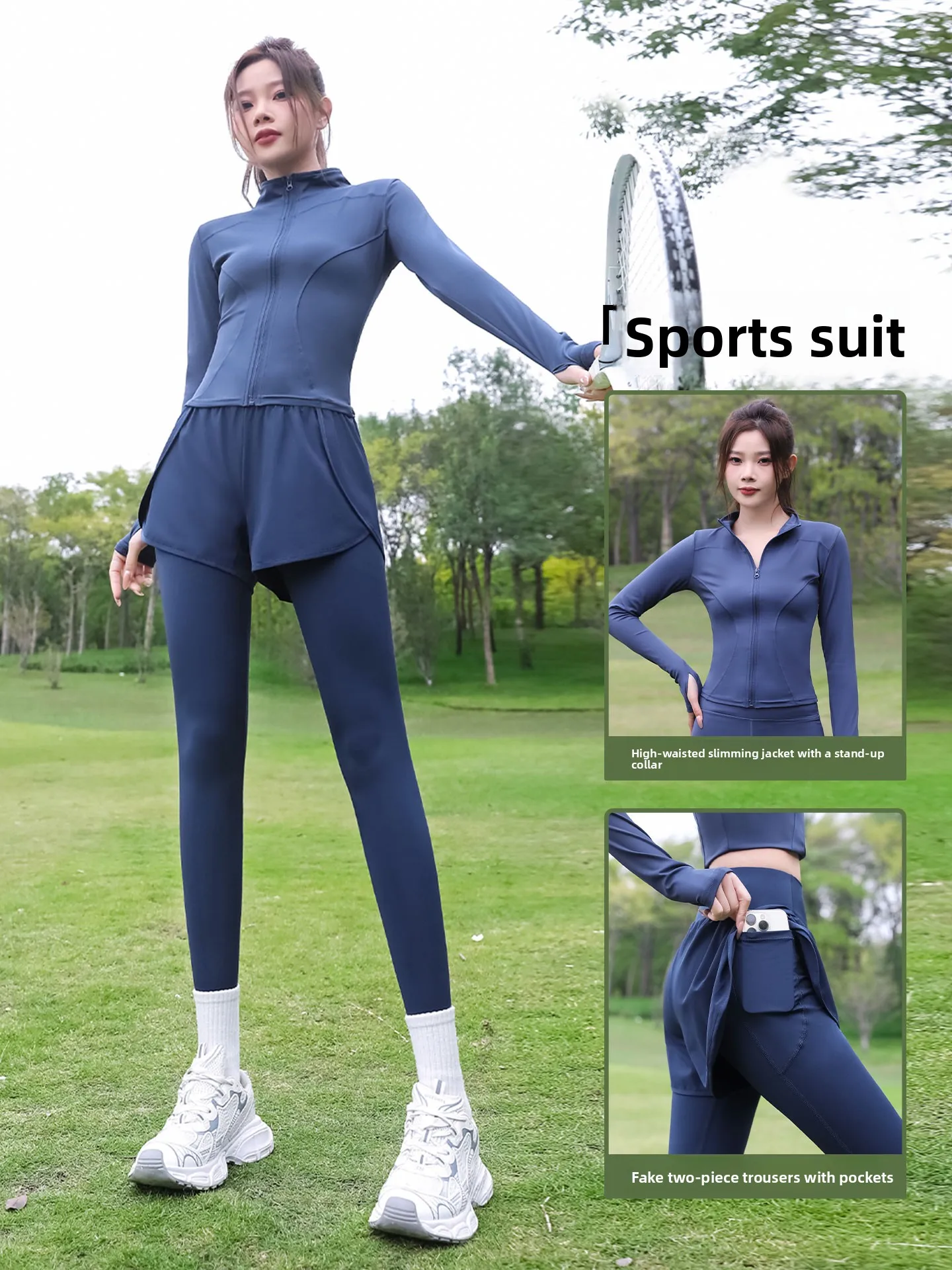 

Потрясающий женский спортивный костюм для бадминтона, осенне-зимний новый Sle, теннисная верхняя одежда для бега, искусственные двухсекционные штаны для йоги