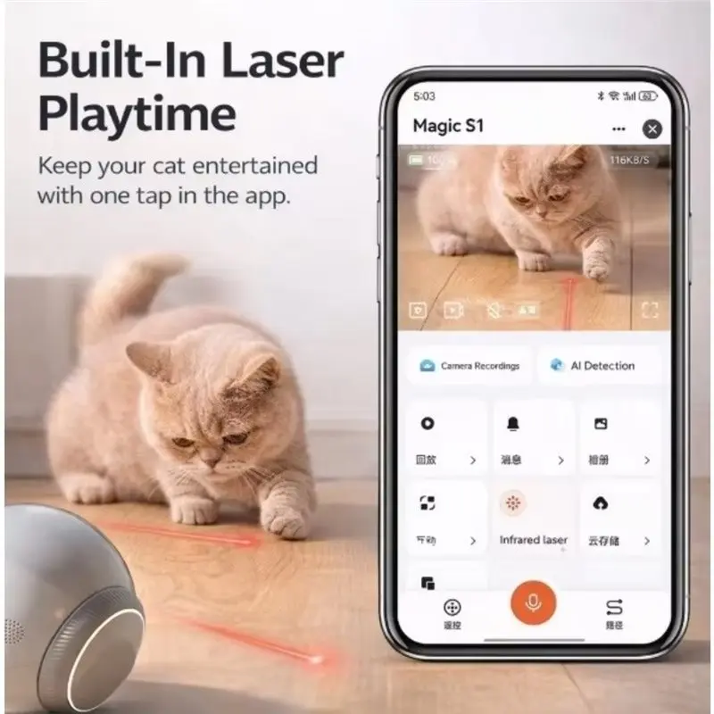 [NEW!A25P】 Movable Pet Camera 2 Way Talk Motion Detection