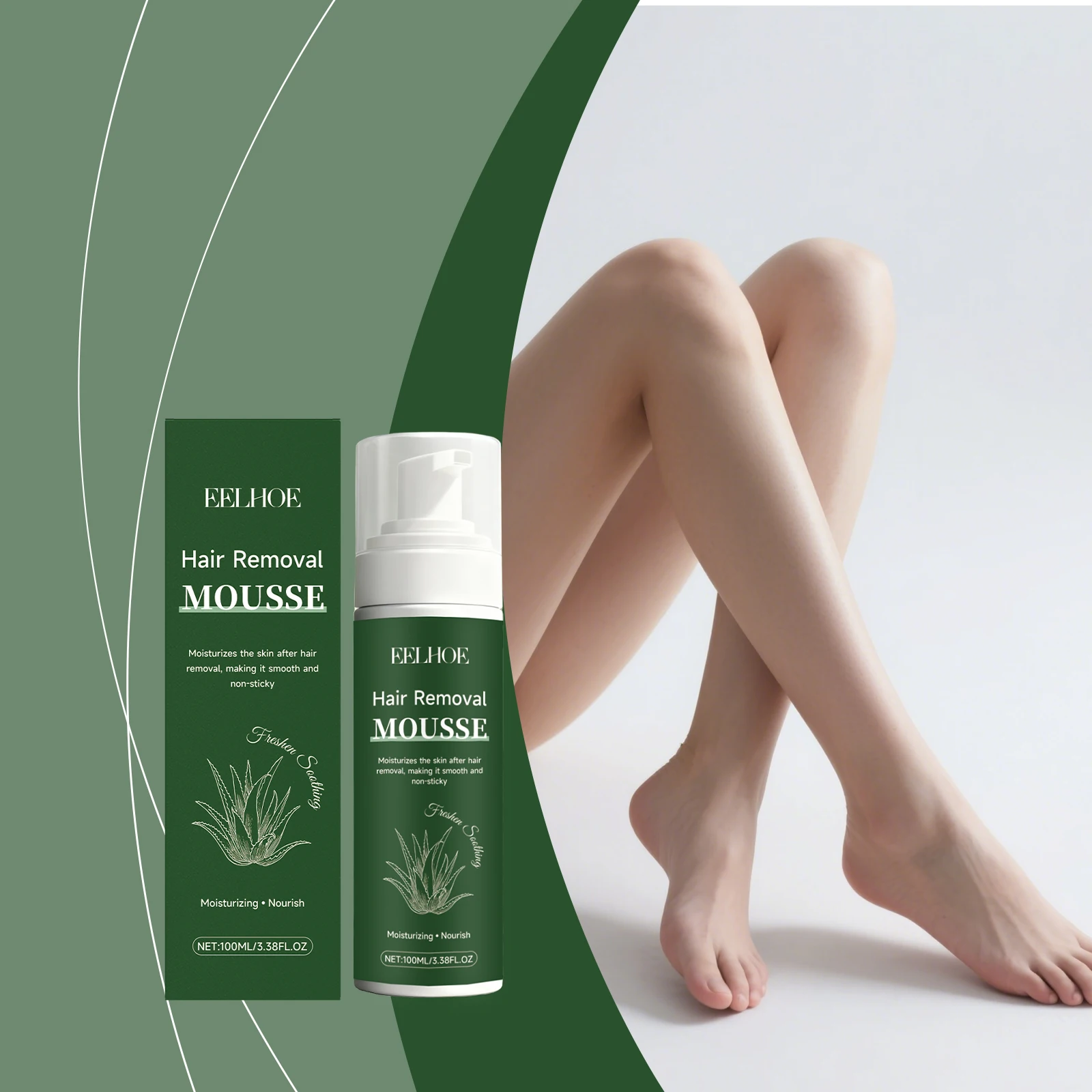 EELHOE كريم إزالة الشعر الألوة فيرا ترطيب حاجز الجلد إصلاح لينة السلس تغذي زيت جوز الهند إزالة الشعر موس رذاذ