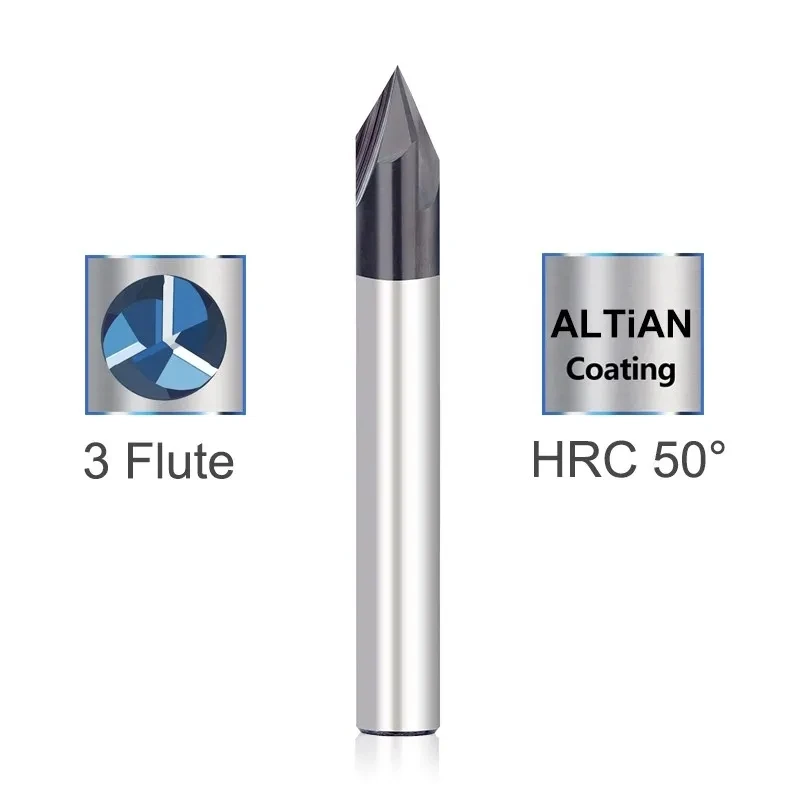 Imagem -03 - Carbide Chamfering Milling Cutter Flauta Router Bit Bit de Gravura para Alumínio Cobre Cnc End Mill 60 90 120 Graus
