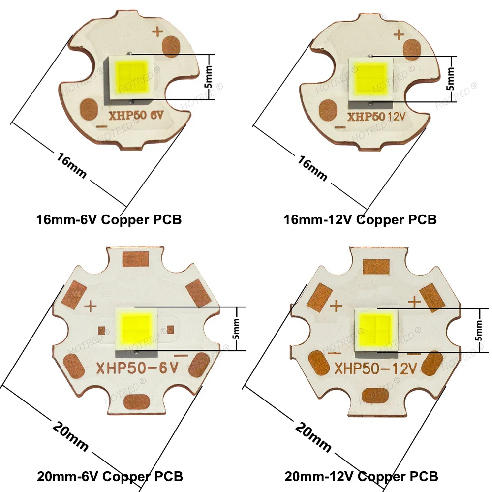 1-10pcs DC3V/6V/12V XHP50 Hi LED XHP50.2 5050 Beads Flat Chip Diode COB 20W 1.5A 3A 6A Cold White Lamp DIY Flashlight Source