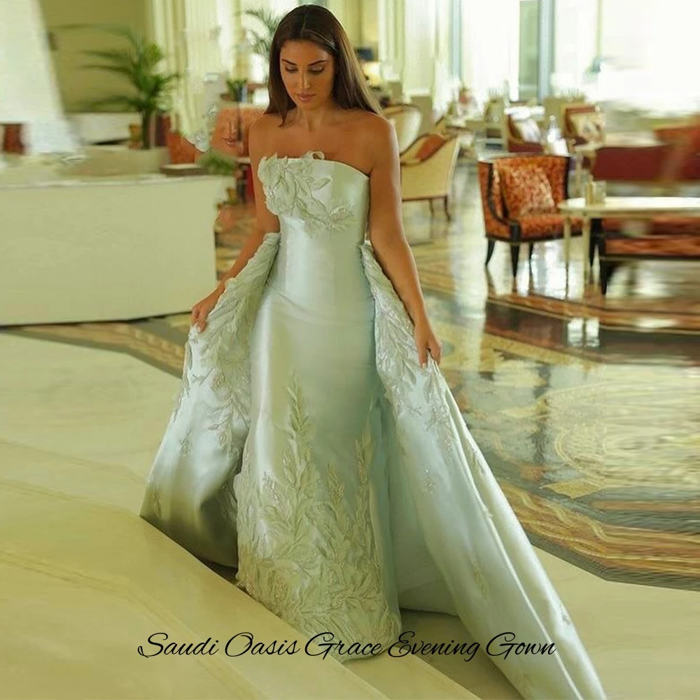 Personalizado clássico cetim sem mangas vestido de noche moderno sem alças vestido de noite elegante apliques miçangas vestidos de baile