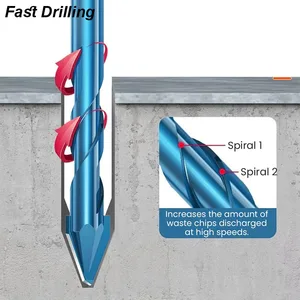 Concrete masonry spiral drill, eccentric glass, ceramic tile, brick, plastic wood, mason, hole cutter, blue saw 8 Main Sales Mason Tool - №3