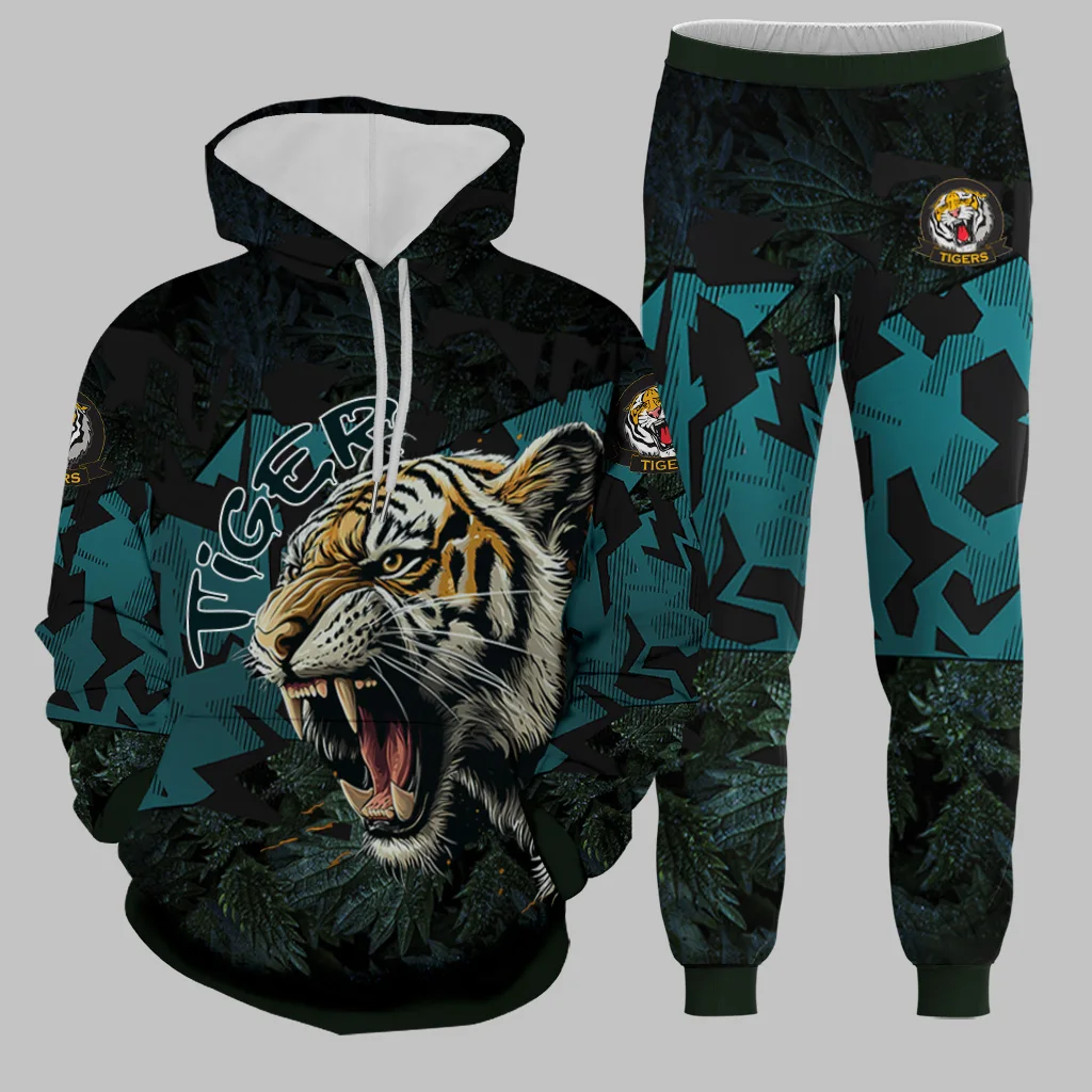 

Толстовка с принтом животного и тигра, брюки большого размера с длинными рукавами и 3D принтом, повседневная уличная одежда, весенне-осенний свитшот, комплект из 2 предметов