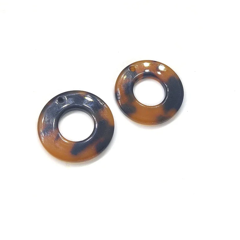 Fashion 6 Pieces 22mm High Quality Round  Acetic Acid Resin Smooth Charms Connectors for DIY Earring Jewelry Accessories