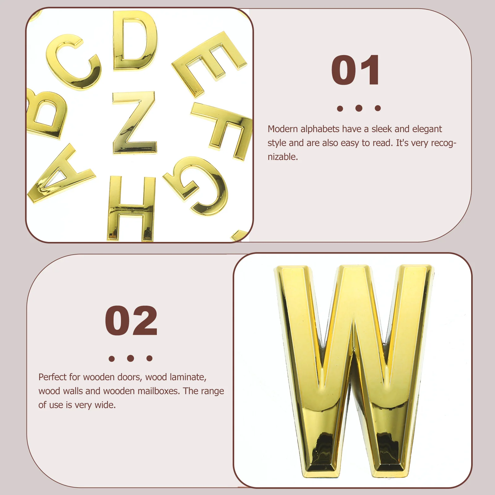 

26Pcs Address Stylish Letter Decor Strong Adhesive Backing Weather Resistant Shine Finish for External