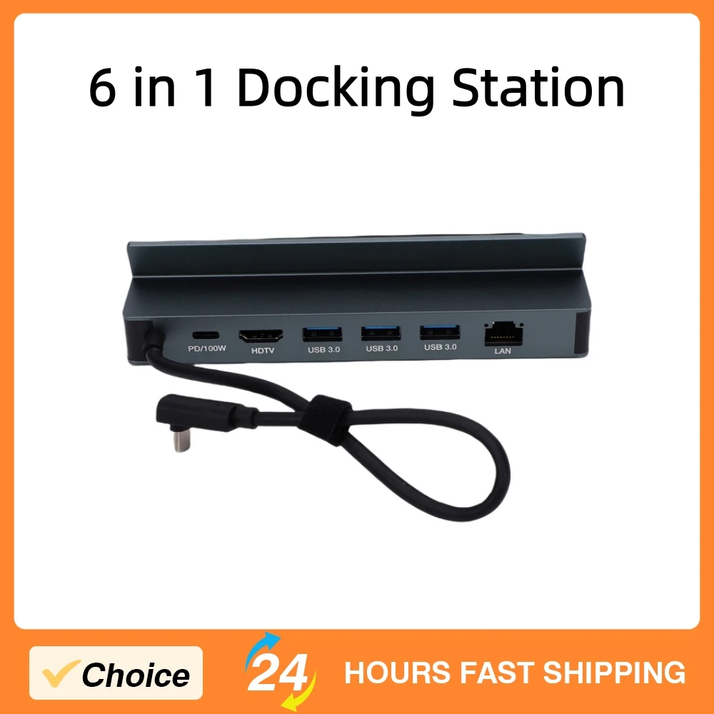 

6 in 1 Dock Docking Station with 4K 60Hz HD 2.0 Gigabit Ethernet 100W PD Charging USB A 3 0 Ports Fit for ROG Ally Game Console