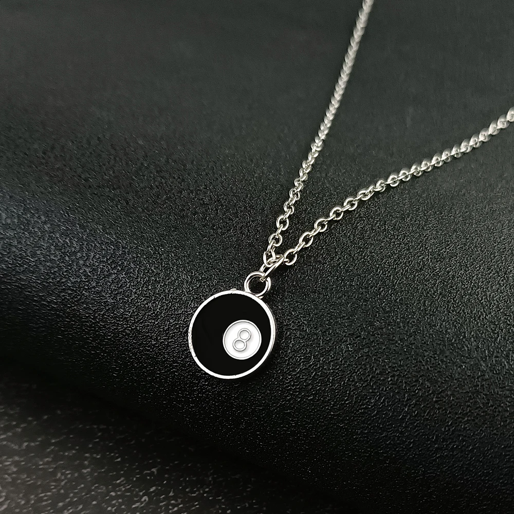 Fashion Lucky 8 Ball Pendant Necklace Y2K Minimalist Fashion Single Item Necklace Unisex Pendant Necklace Style