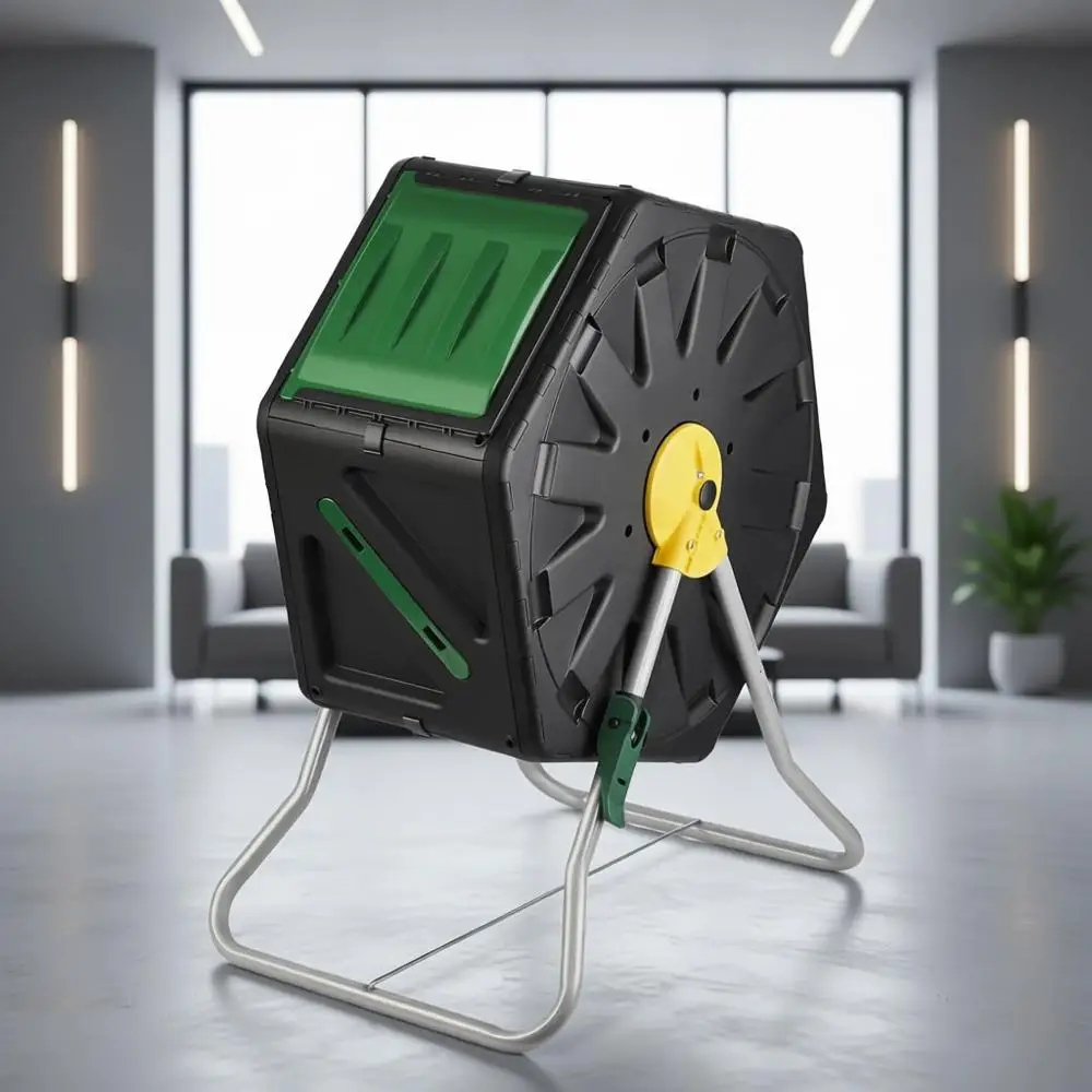

Single Chamber Compost Tumbler - Outdoor Heavy-Duty Bin with Sliding Door (18.5 Gallon / 70 Liter)