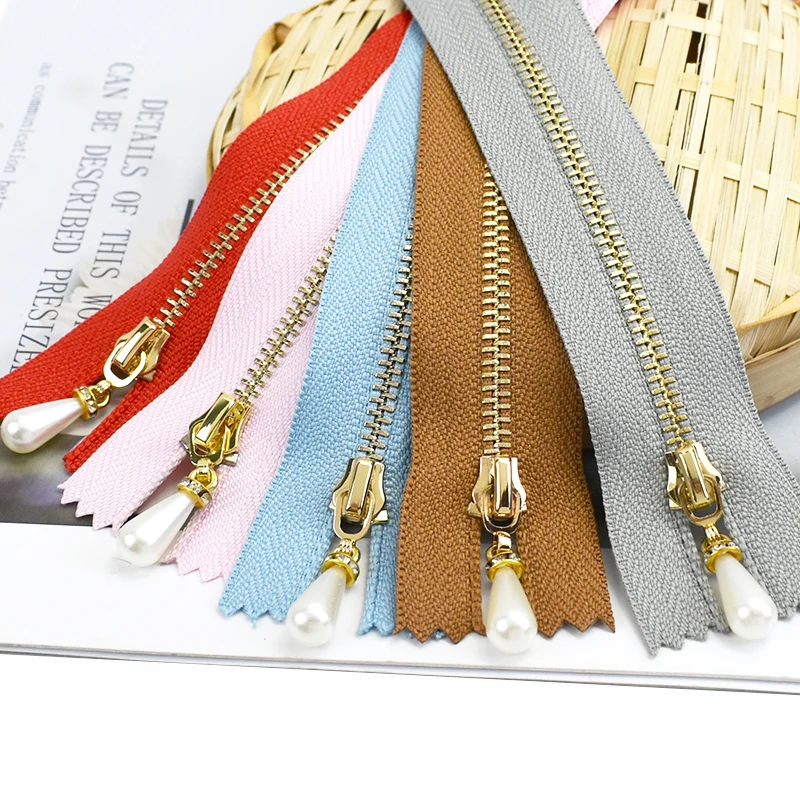 

3/5Pcs Meetee Pearl Metal Zipper 15-30cm Close-End Zippers Clothing Sewing Zip Purse Decor Zips Repair Kit DIY Garment Accessory