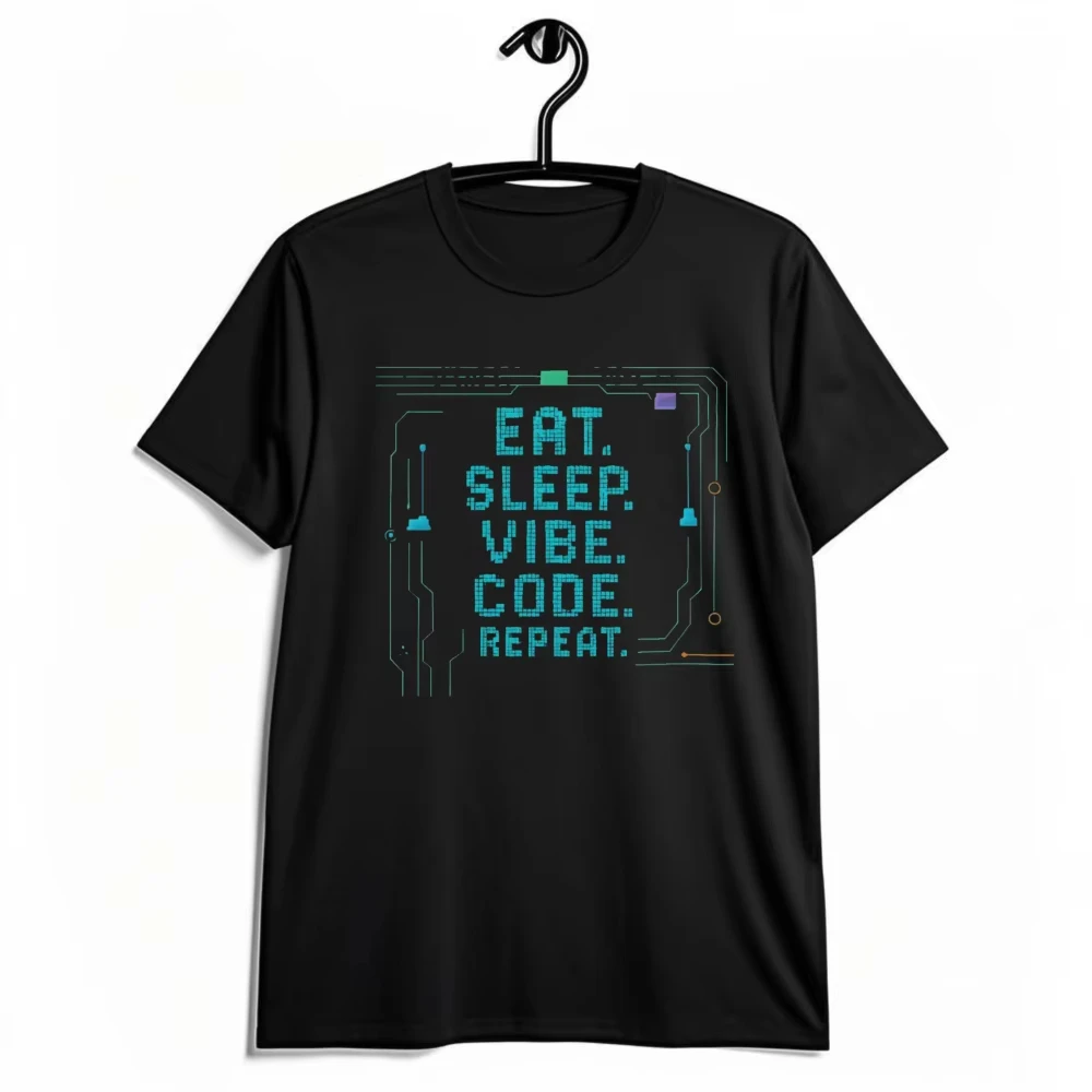 Eat Sleep Vibe Code Repeat Programmer T-Shirt Funny Tech Developer Circuit Board Tee Programmer Humor Graphic T-shirt Men Tops