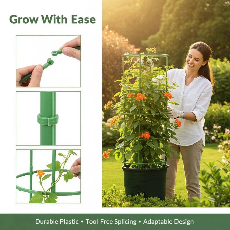 Plant Support Cage Adjustable Splicable 6/18/24PCS Durable Stake for Home Balcony Potted Plants Outdoor Garden Veggie Growing