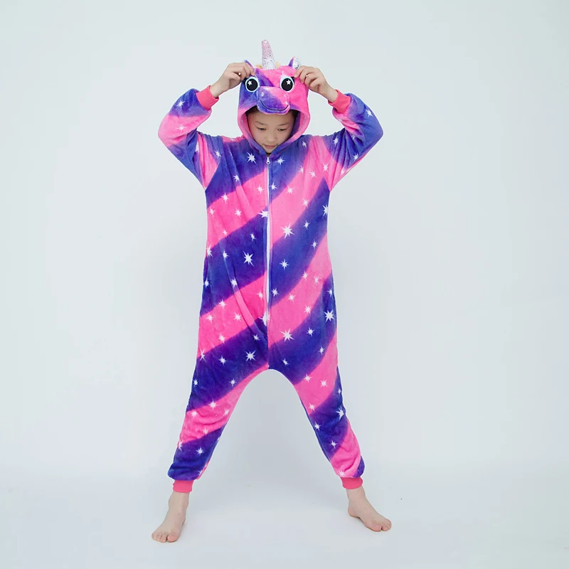 Girls Boys Unicorn Kigurumi Cartoon Onesies Kids Children Animal Pajamas Anime Cosplay Costumes For Christmas Halloween Party
