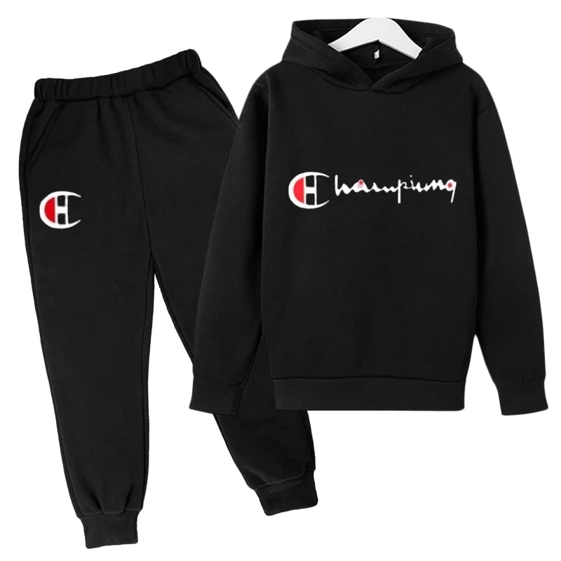 

Kids Spring and Autumn Hoodie Men's and Women's Sports Set Casual Jogging Sports Top+Pants 2-12 Year Old Printed Card Letter