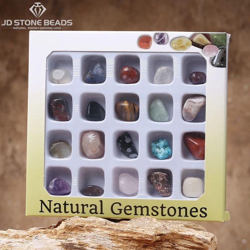 1 Box Natural Stone Healing Quartz Raw Mineral Display Box Set Rock Crystal Agate Specimen For Education Home Decor Energy Reiki