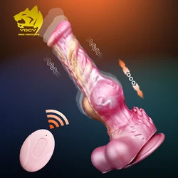 YOCY Fantasy Thrusting Dildo Vibrating 10 Modes Anal Plug Masturbator Big Knot Strapon Dog Penis Toy For Women Telescopic Dildo