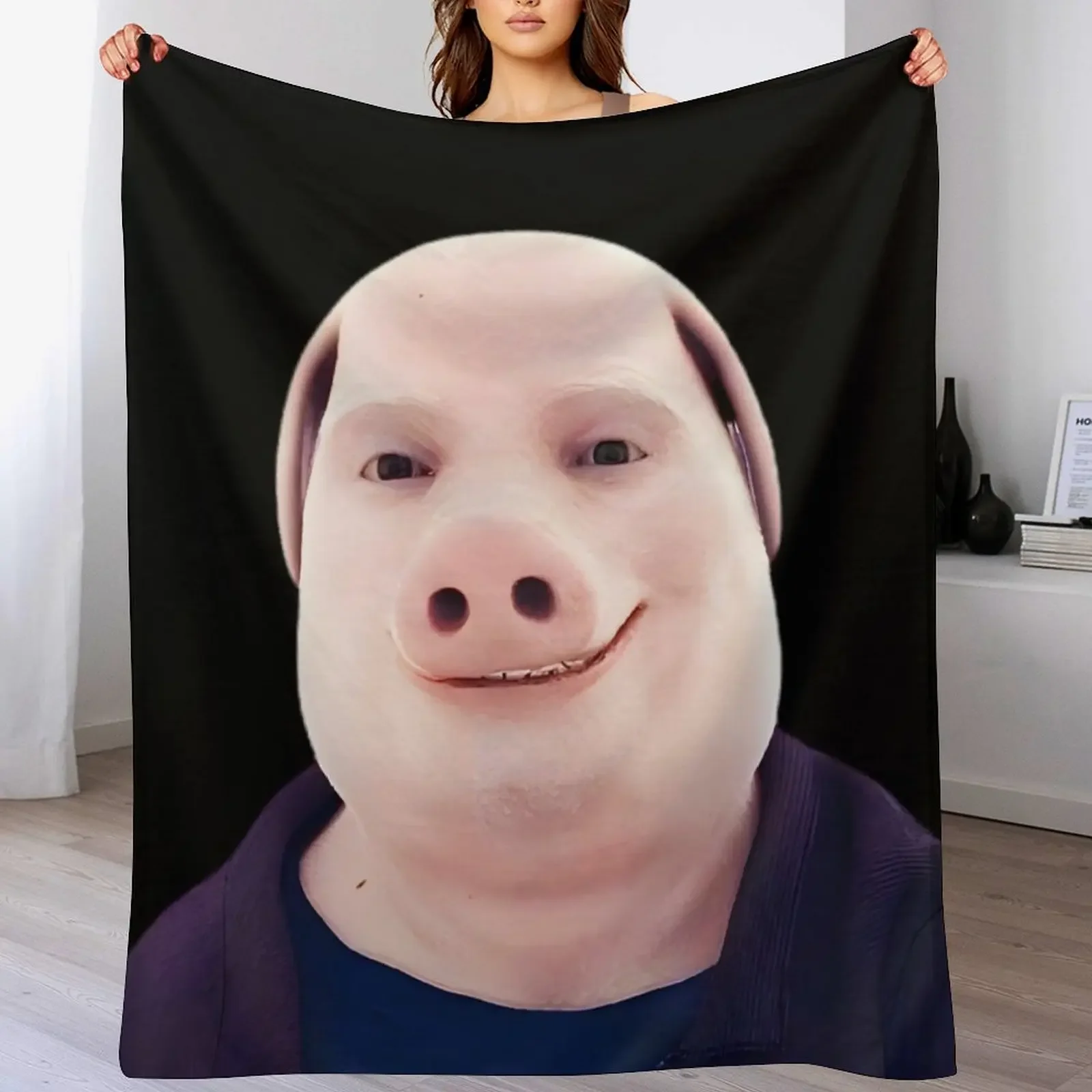 John Pork Smiling Throw Blanket Long Lasting Soft Plush Blanket for Daily Use