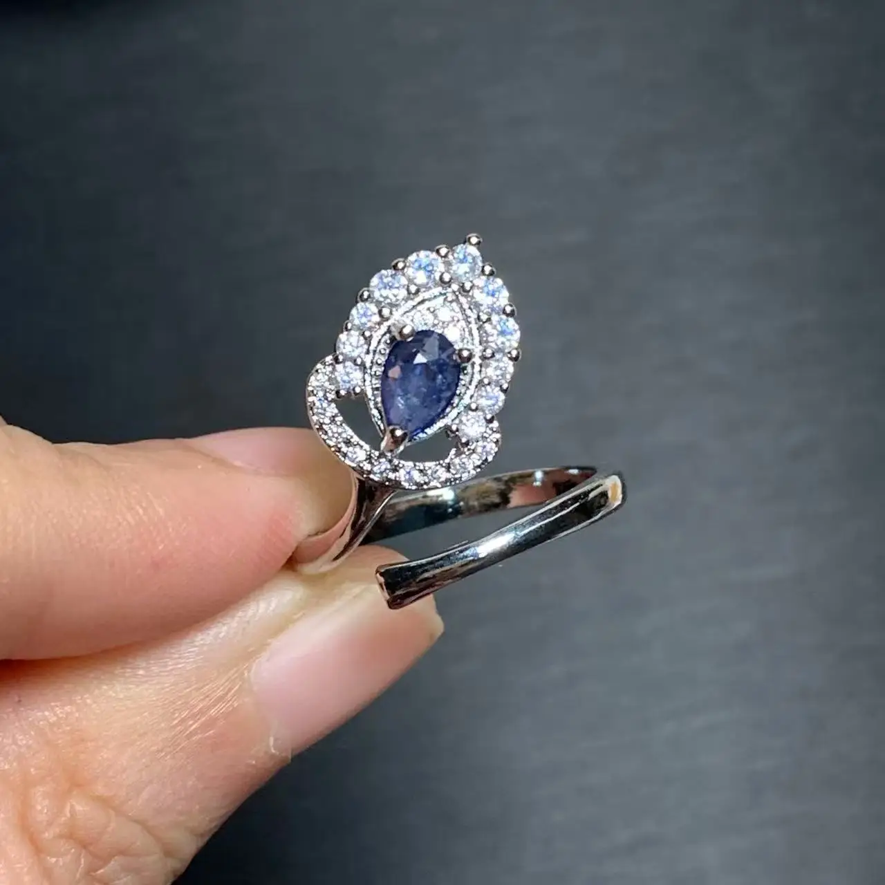 

Natural Sapphire Ring Adjustable Female Ring Jewelry for Women Gift Wholesale High Quality Vintage Fine