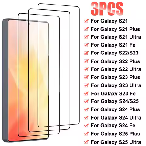 3PCS Tempered Glass For Samsung Galaxy S25 S24 Ultra S23 Plus S25 Edge Screen Protector For Samsung S23 S22 S21 Fe Glass