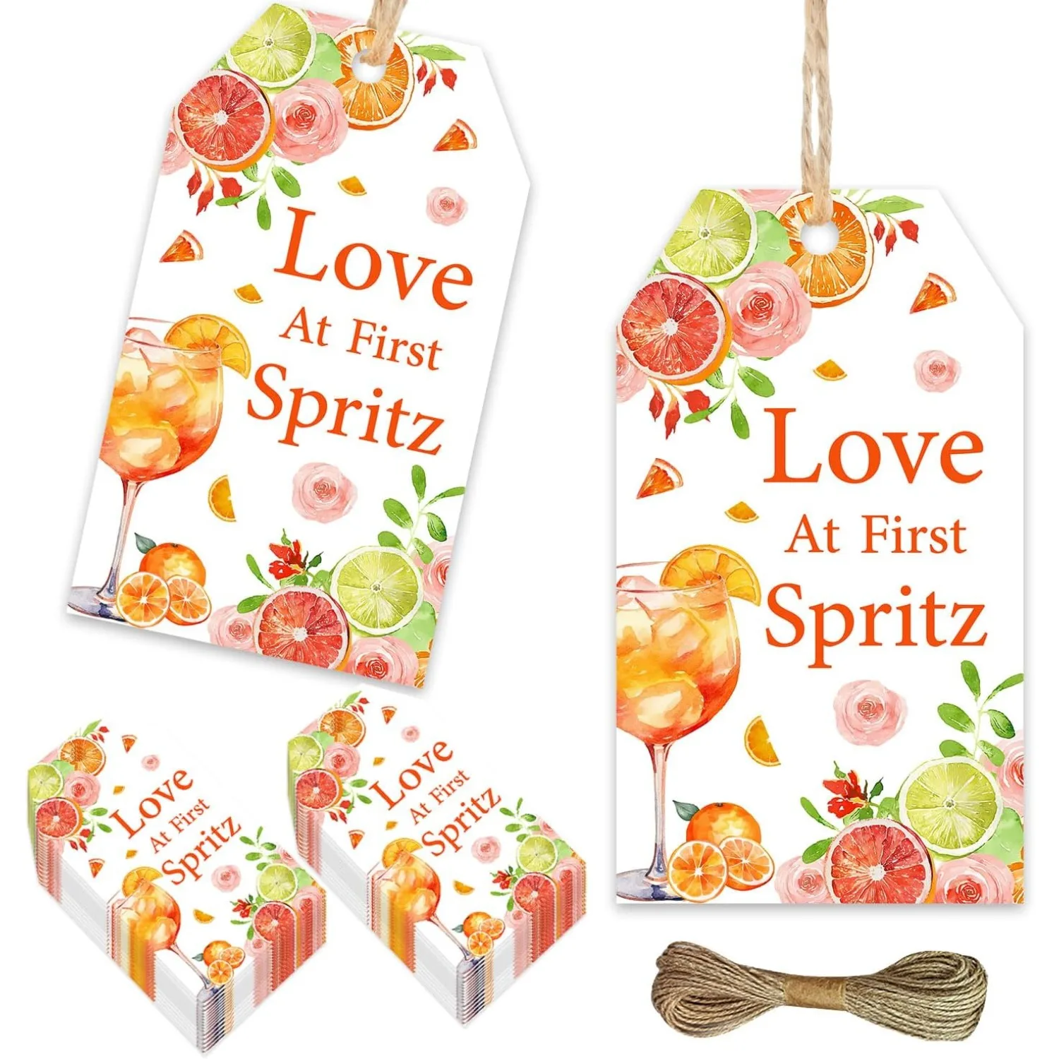 Kreat4joy Love At First Spritz Thank You Tags Orange Cocktail Bridal Shower Decor Bar Citrus Gift Tags Bachelorette Party Supply