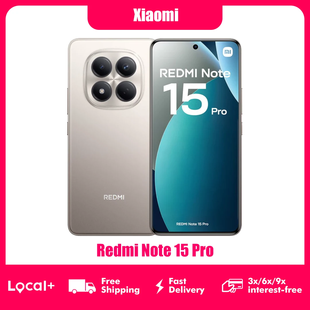 Xiaomi Redmi Note 15 Pro 4G 8GB 256GB 12GB 512GB Écran AMOLED 6,77 pouces MTK Helio G200-Ultra Appareil photo 200MP Batterie 6500mAh