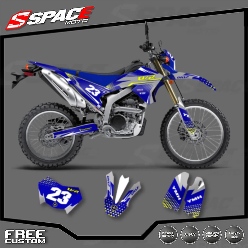 الفضاء مخصص فريق دراجة نارية الرسومات خلفية مائي لياماها WR250R 2008 2009 2010 2011 2012 2013-2020 الشارات ملصقات أطقم