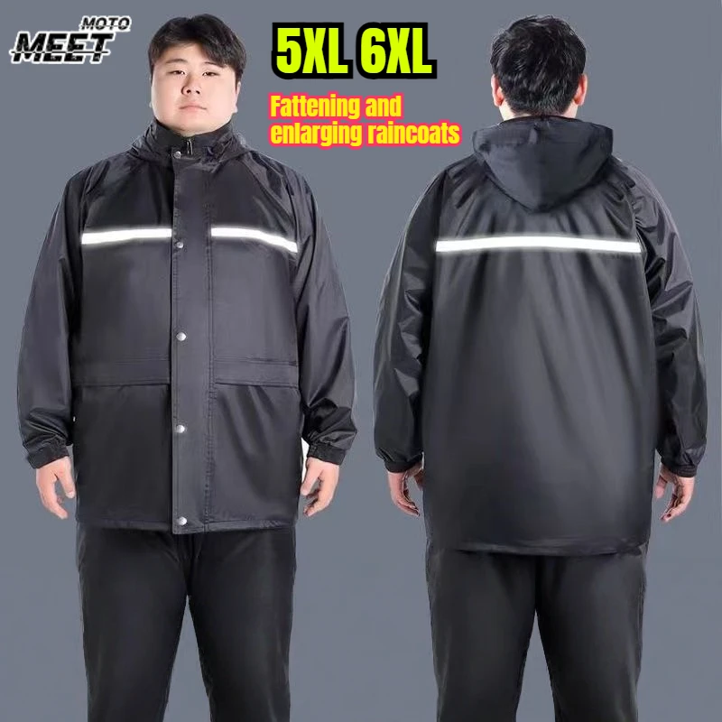 Oversized Motorcycle Raincoat Rain Pants Set Outdoor Riding Highlight Reflective Full Body Rainstorm Electric Vehicle Raincoat