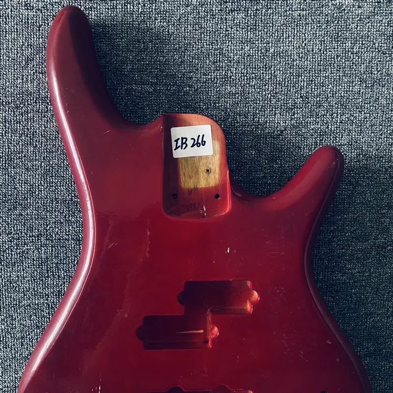 IB266 Active Pickups PJB Electric Bass Red Color Semi Finishing Bass Body in Solid Wood with Damages for DIY Replace