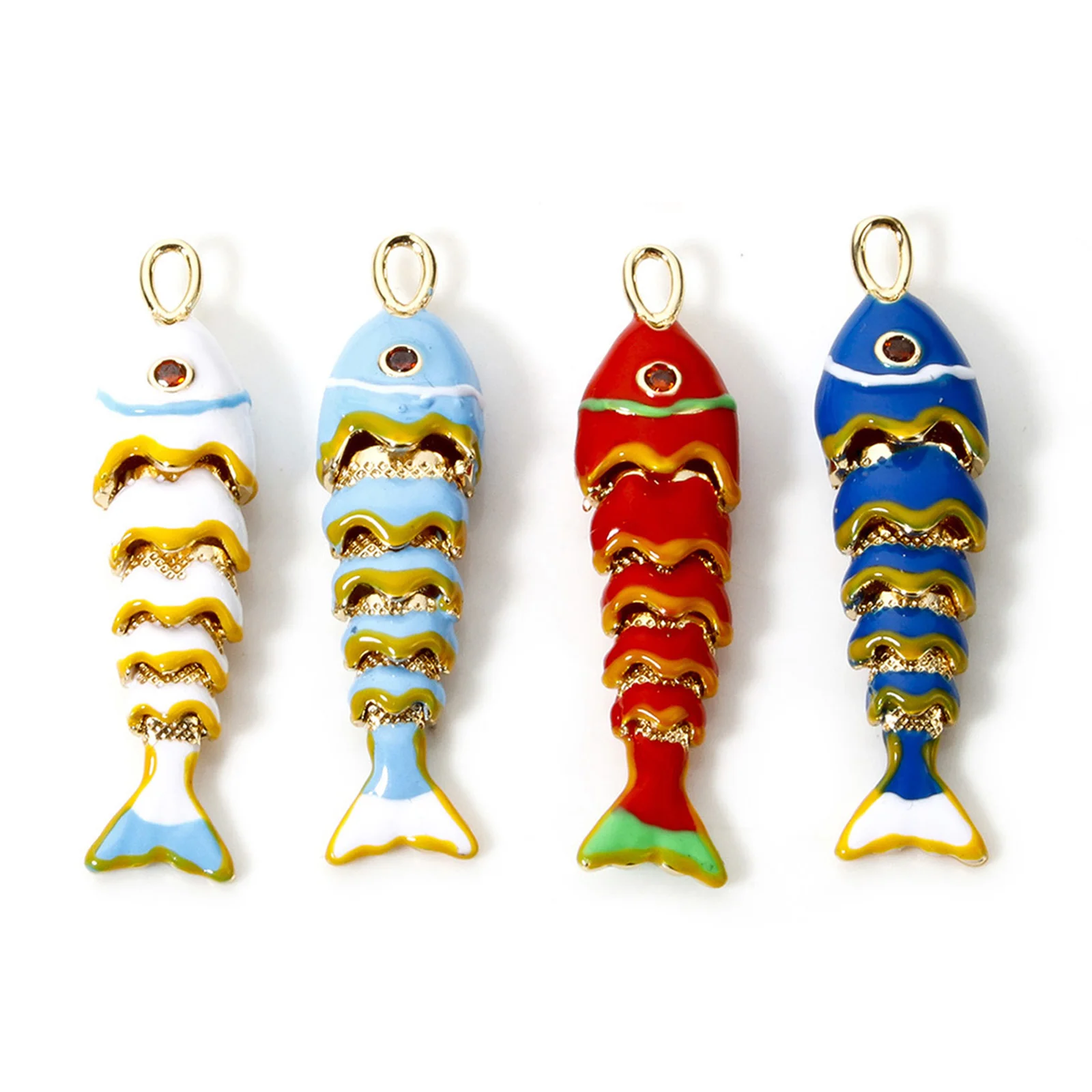 1pc Vintage Brass Charms Multicolor Ocean Fish Animal Movable Pendant For Women Men DIY Necklace Jewelry Findings 4.1cm x 1cm