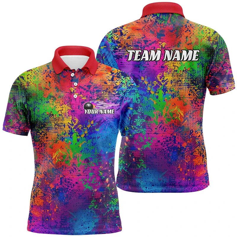 Fashion Bowling Graphic Polo Shirts For Men Custom Name Team Name 3D Printed Lapel Button Polo Shirt Trend Streetwear Sports Top