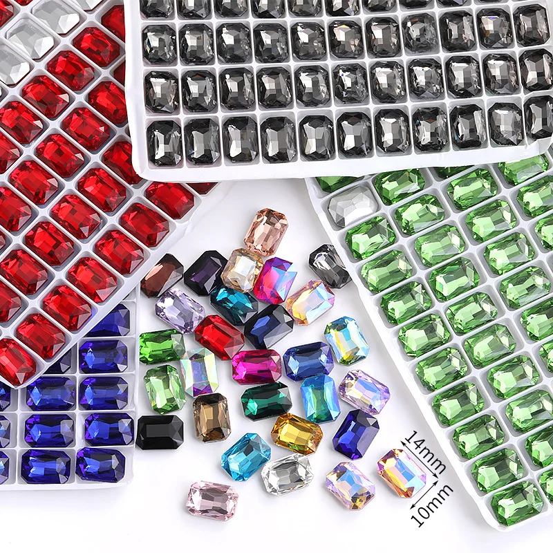 

Rectangle Shape Pointback High Quality Glass Crystal Loose Rhinestones, Nail Art/Diy/Clothing Accessories