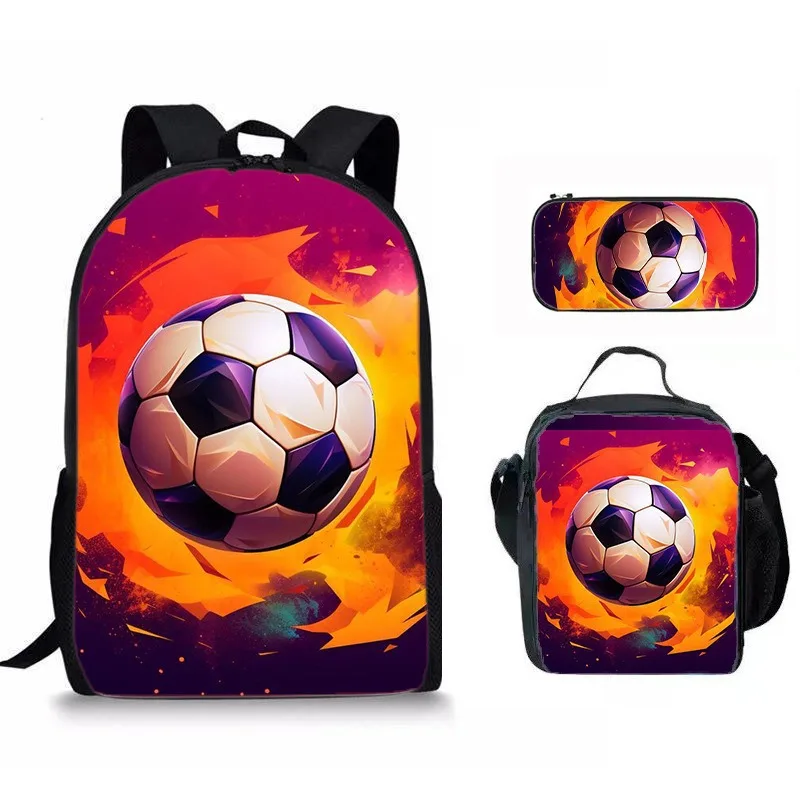 

Popular Youthful Novelty football 3D Print 3pcs/Set Student Travel bags Laptop Daypack Backpack Crossbody Lunch Bag Pencil Case
