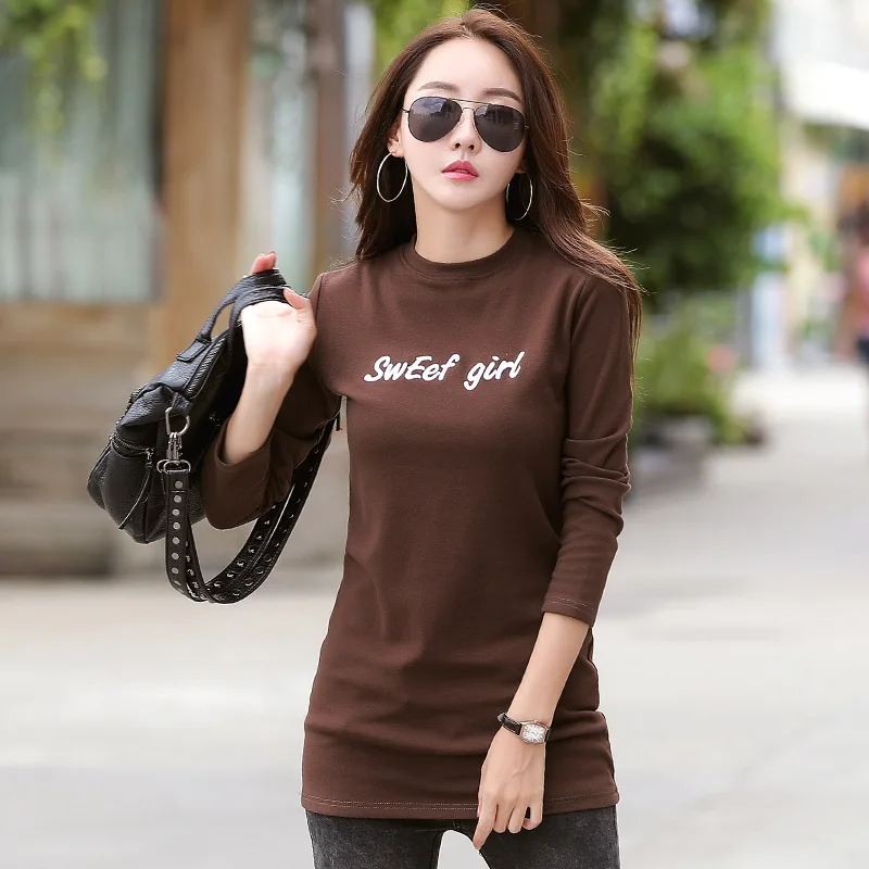 New Winter T Shirt Women Long Sleeve Fashion Camisetas Mujer O-Neck Tshirt Long Tunic Tops Autumn Basic Tees Warm Thick Fleece