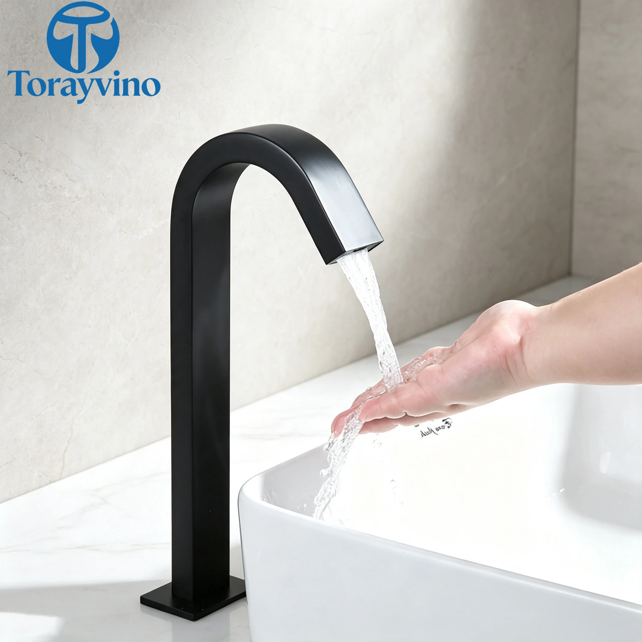 Torayvino Bathroom Black Basin Automatic Sensor Faucet Washbasin Faucets And Sinks Hot & Cold Touch Free Hygiene Mixer Taps