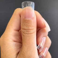 100Pcs Short Duck Nail Tips Full Cover French Acrylic Capsule for UV Gel Extension System Fake Nails Manicure