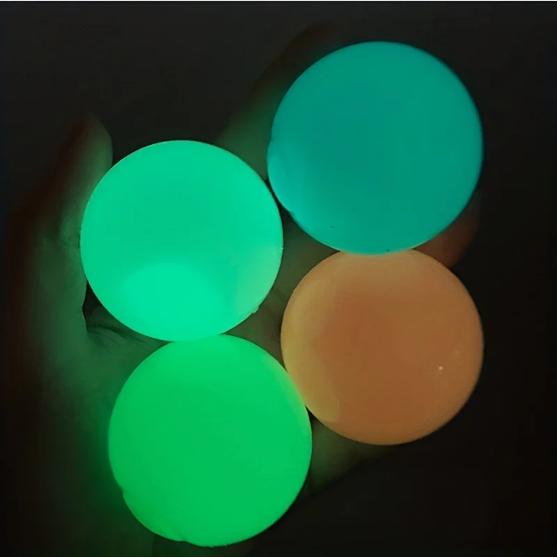 5PCS Random color Luminou Ball High Bounce Glowing Ball Sticky Wall Home Party Decor Kids Adult Gift Anxiety Stress Relieve Toy