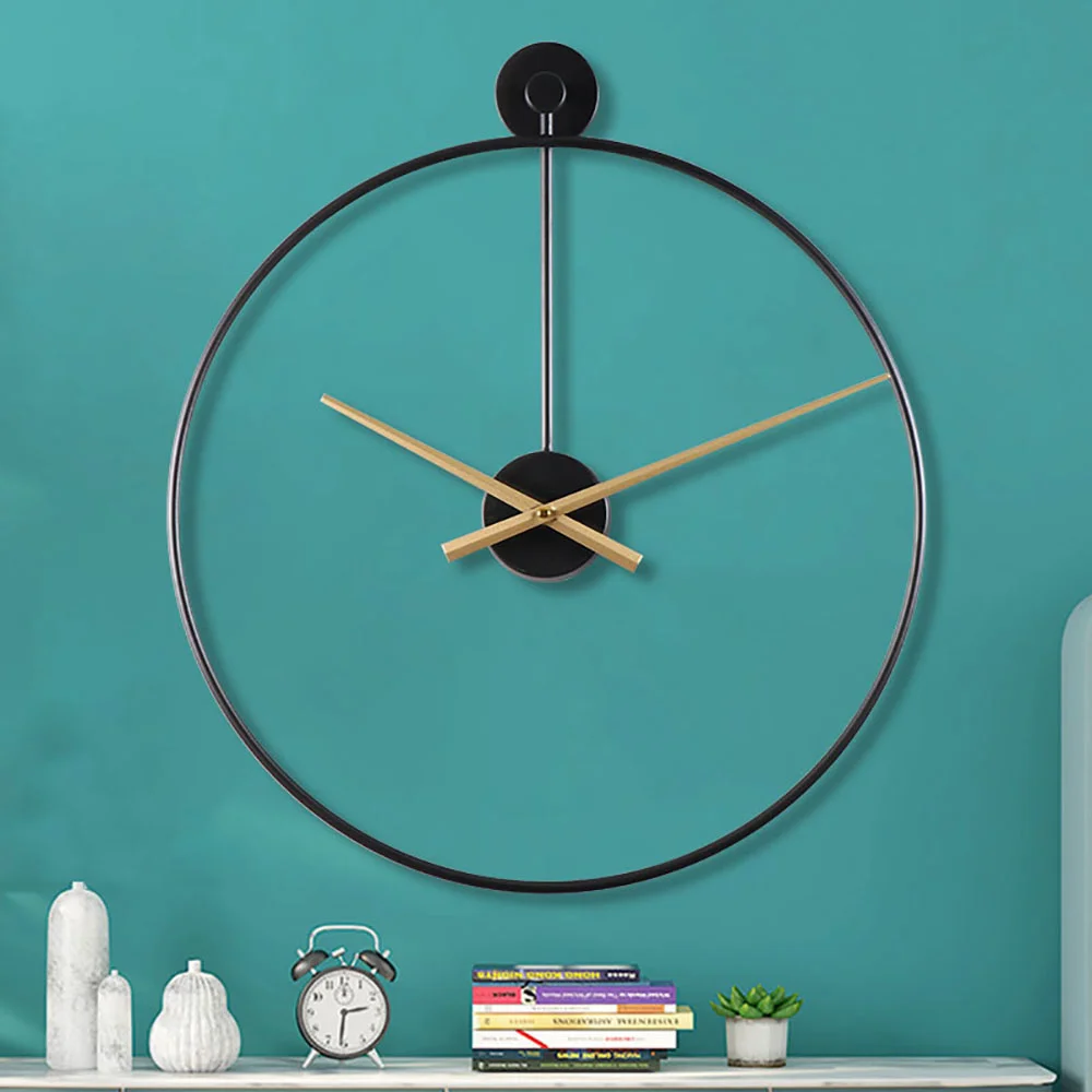 50cm Silent Large Wall Nordic Clock Modern Design Mechanism Metal Iron Luxury Clock Wall Art Decoration Living Room Home Decor