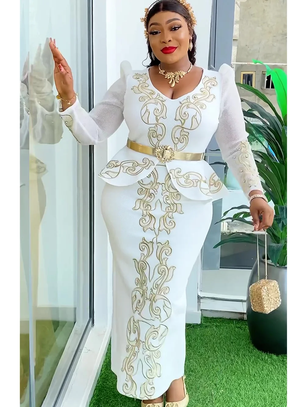 Plus Size African Wedding Party Dresses for Women 2024 New Dashiki Ankara Evening Gown Elegant Turkey Outfit Robe Africa Clothes