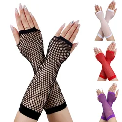 Mn-Gants Longs Noirs en Résille pour Fille et Femme, Sans Doigts, brev, Gothique, Punk, Rock, Costume de Barrage