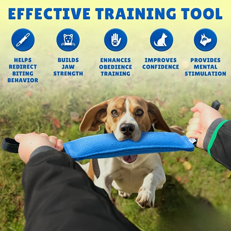 Jouet de remorqueur de guerre pour morsure de chien, un jouet de rallye durable avec 2 poignées souples et robustes, parfait pour la remorqueur de guerre et l'entraînement des chiots