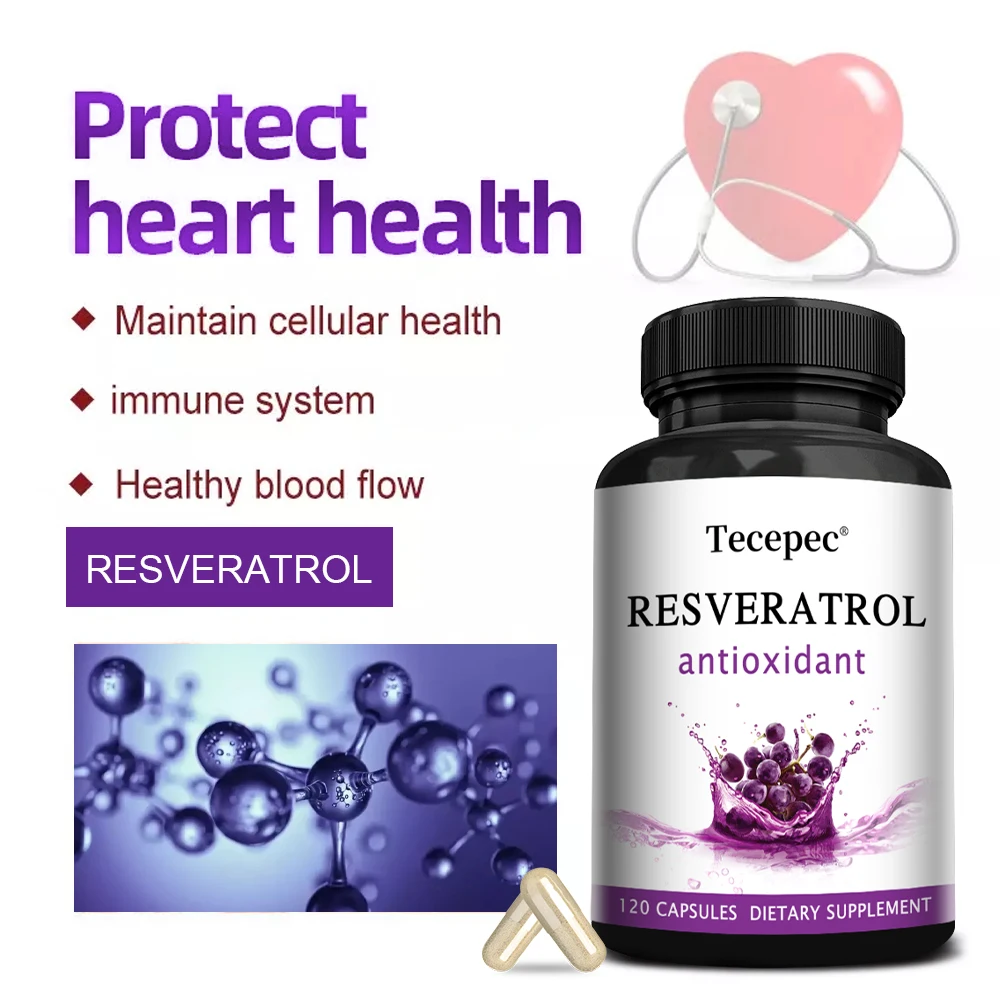 Tecepec RESVERATROL Antioxidant - Supports Healthy Immunity, Brain, Digestion and Cardiovascular Function, Promotes Smooth Skin