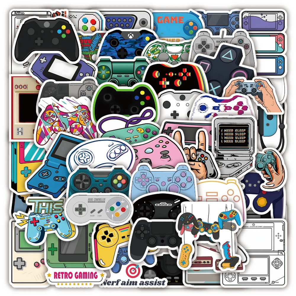 10/30/50pcs Classic Cool Video Game Console Stickers Cartoon Joystick Gamepad Sticker DIY Laptop Phone Guitar Decals Wholesale