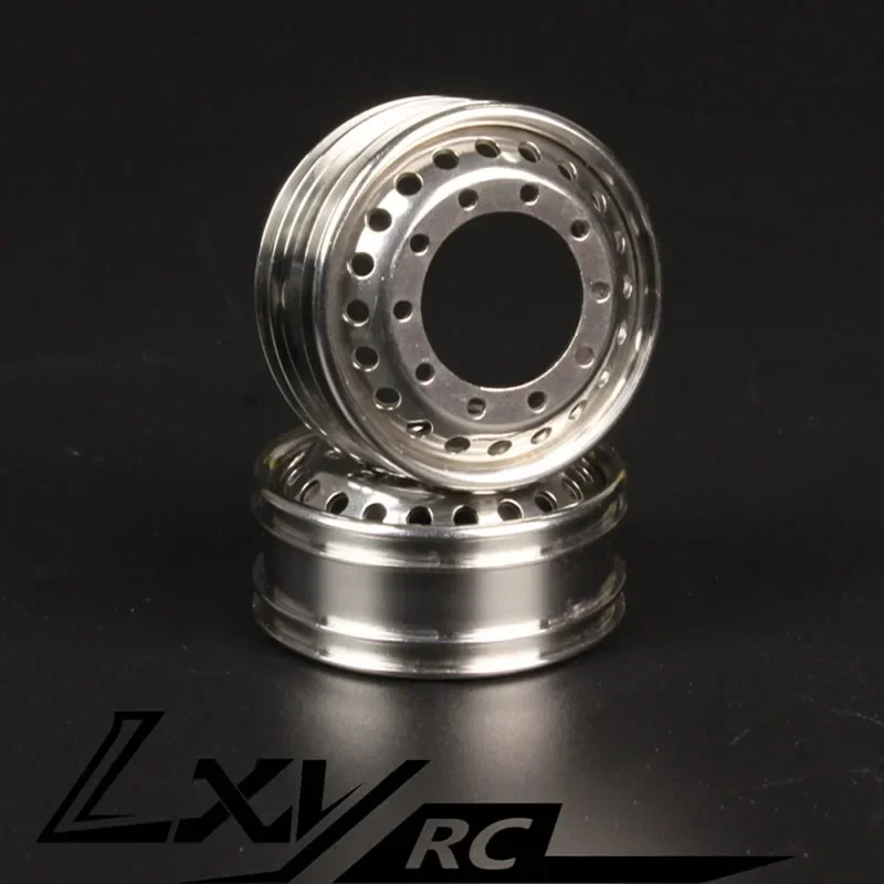 LXYRC 1 Pair Metal Simulation Bright Stainless Steel Wheel Hub for 1/14 Tamiya RC Truck for SCANIA 770S R620 VOLVO BENZ Arocs