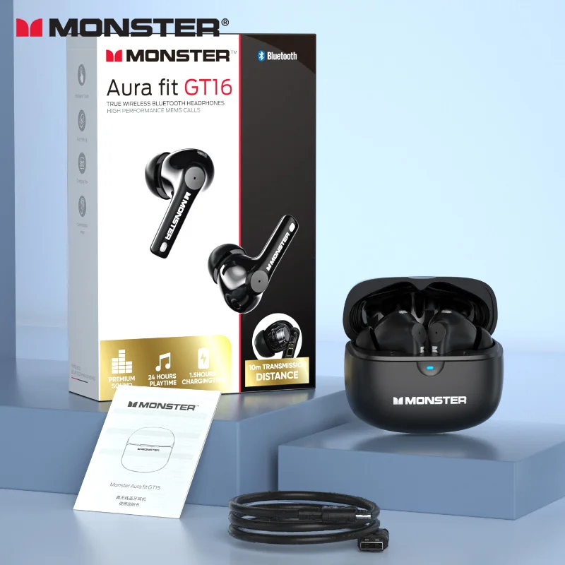 Monster GT16 سماعة لاسلكية Bluetooth5.4 سماعات TWS HIFI جودة الصوت سماعات رياضية سماعة رأس ذكية إلغاء الضوضاء سماعات أذن #5